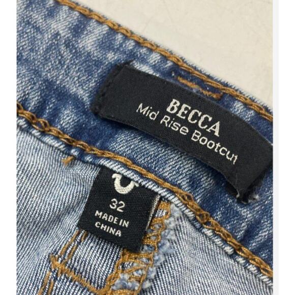 Women's‎ 32 True Religion Becca Bootcut Jeans Y2K Mid Rise Blue Denim - Picture 2 of 4